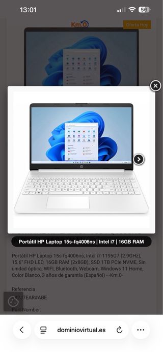 Portátil HP 15S-FQ4006NS Blanco