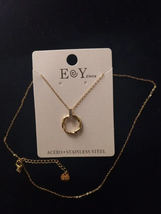 Collar Cadena Anillo dorado Elena