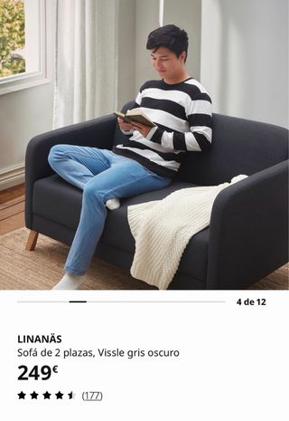 Sofá 2 plazas Linanäs gris oscuro IKEA