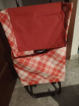 Carrito de compras a cuadros rosa