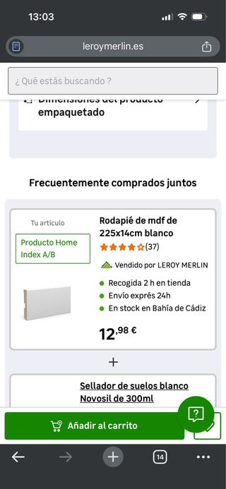 5 Rodapiés Leroy Merlin 14cm