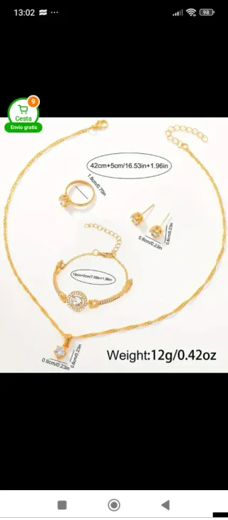 Conjunto de Joyas y Reloj Dorado