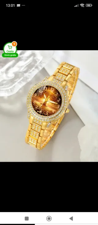 Conjunto de Joyas y Reloj Dorado