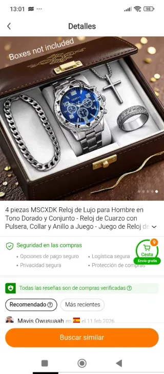 Conjunto de Joyas y Reloj Dorado