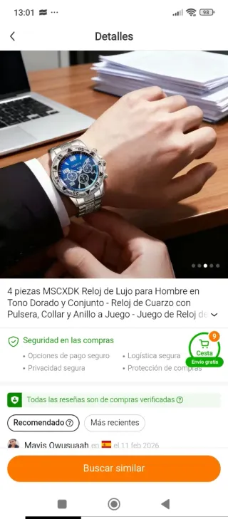 Conjunto de Joyas y Reloj Dorado