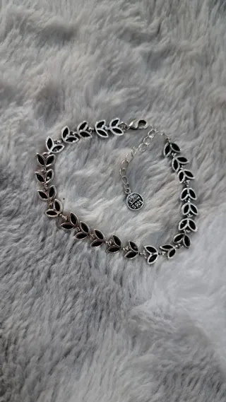 Pulsera Hojas Plata 925 Reversible