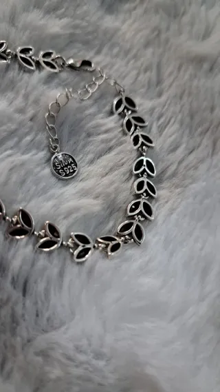 Pulsera Hojas Plata 925 Reversible