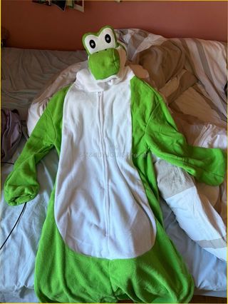 Pijama entero verde y blanco talla única