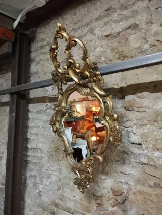 Espejo Antiguo Dorado Estilo Barroco