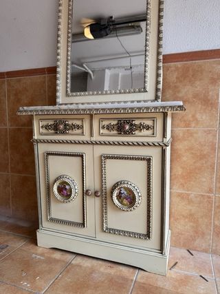 Recibidor/Aparador Antiguo Mármol y Madera