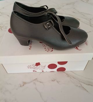 Zapatos Flamenca Cuero Negro Talla 29