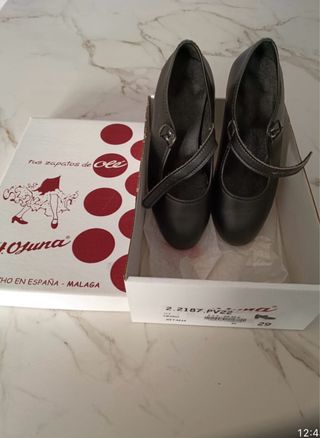 Zapatos Flamenca Cuero Negro Talla 29
