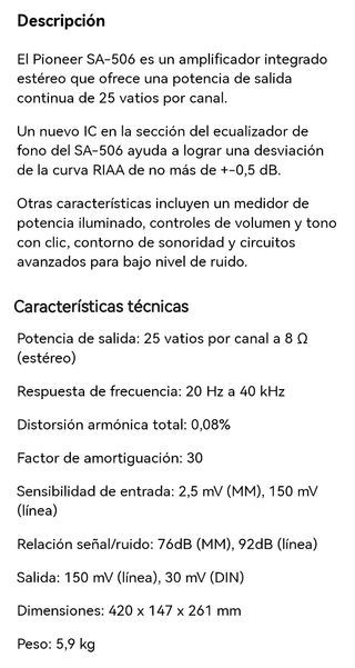 Amplificador Pioneer SA-506