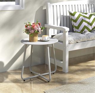 Mesa auxiliar metálica gris exterior como nueva