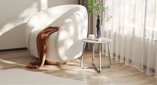 Mesa auxiliar metálica gris exterior como nueva