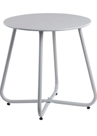 Mesa auxiliar metálica gris exterior como nueva