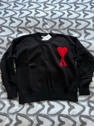 Sudadera AMI Paris Corazón Rojo Negra