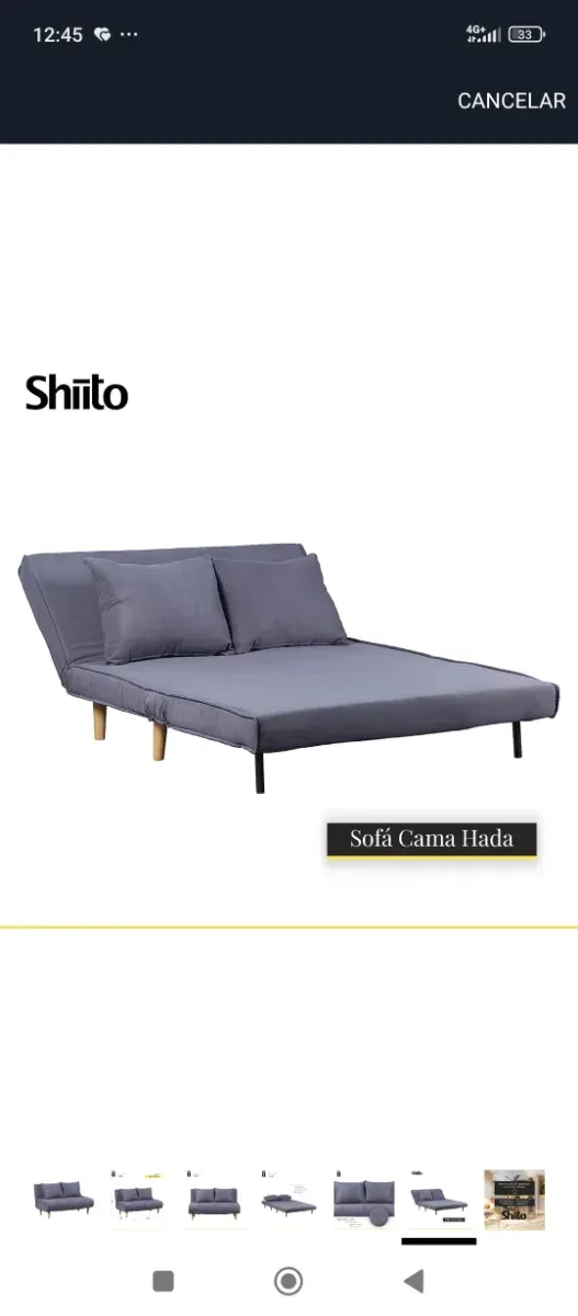 Sofá cama 2 plazas gris