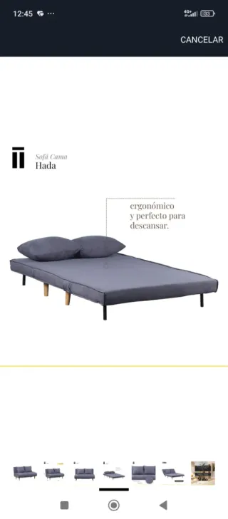 Sofá cama 2 plazas gris