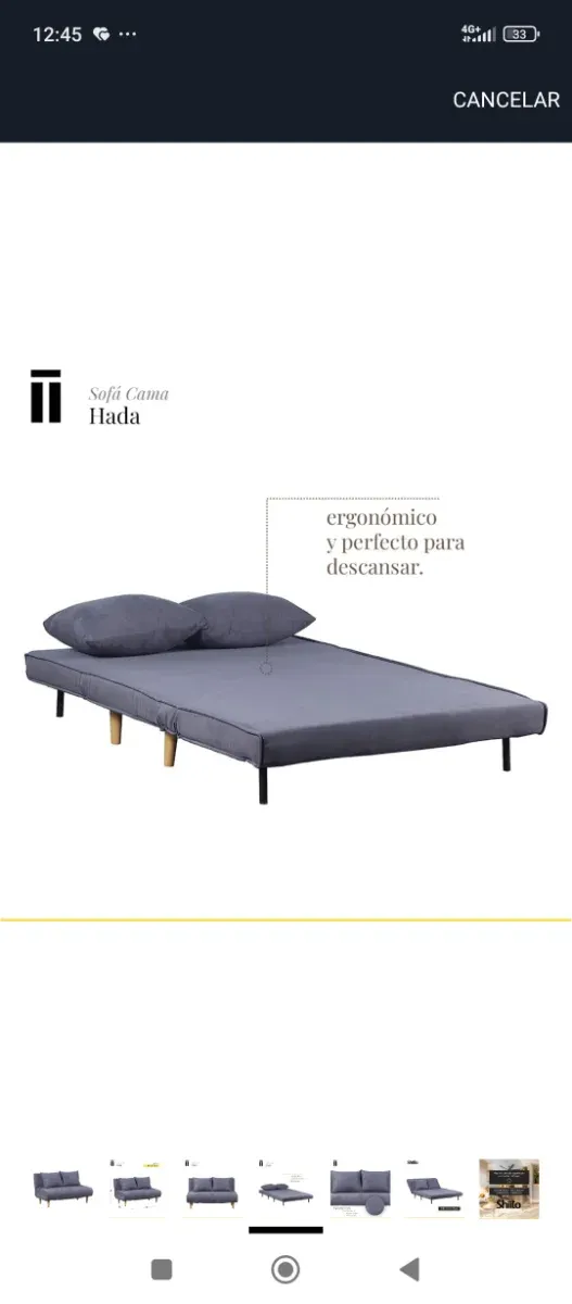 Sofá cama 2 plazas gris
