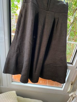 Falda Zara Basic Mujer Talla S, lino y viscosa