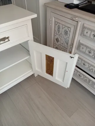 Aparador vintage madera maciza blanco