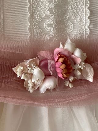 Vestido de Comunión Blanco y Rosa Talla 110