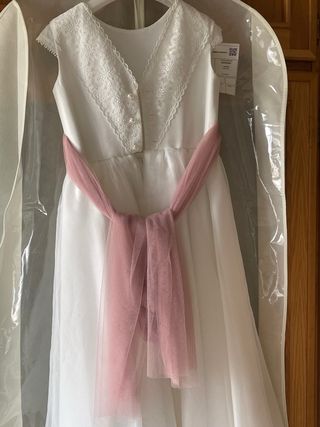 Vestido de Comunión Blanco y Rosa Talla 110