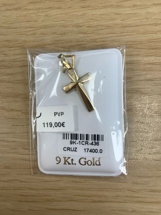 Cruz lisa Oro 9 Kt.