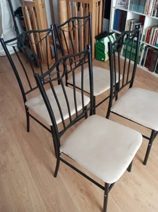 Conjunto 4 sillas forja/hierro beige