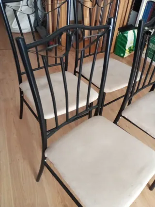 Conjunto 4 sillas forja/hierro beige