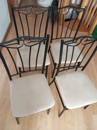 Conjunto 4 sillas forja/hierro beige