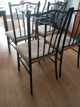 Conjunto 4 sillas forja/hierro beige