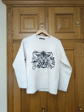 Jersey blanco con estampado de tigre