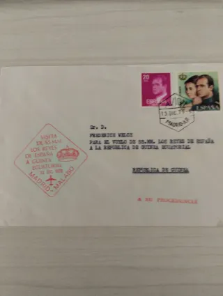 Sobre matasello viaje Reyes España Guinea Ecuatori