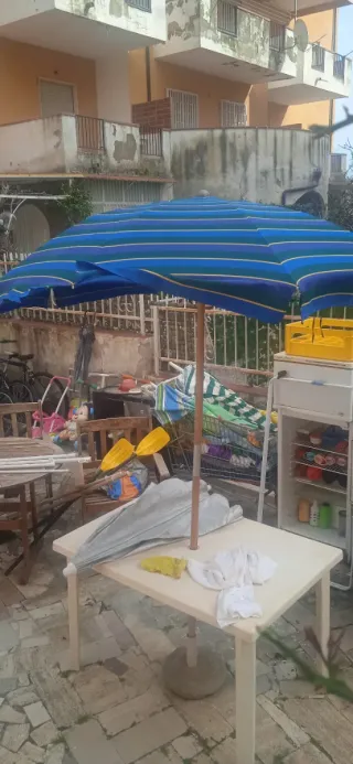 Ombrellone da giardino blu e verde