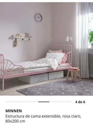 Estructura de cama extensible, rosa claro.