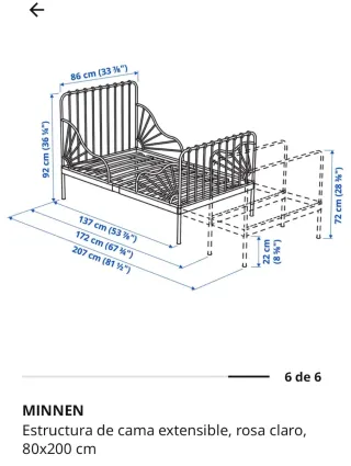 Estructura de cama extensible, rosa claro.