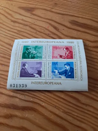Hoja 4 Sellos Rumanía 1980 George Enescu