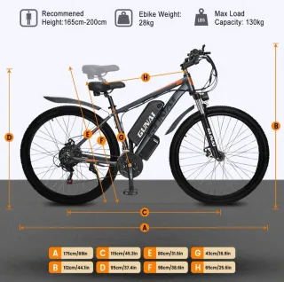 Bicicleta Eléctrica GUNAI GN 29 Negra y Naranja