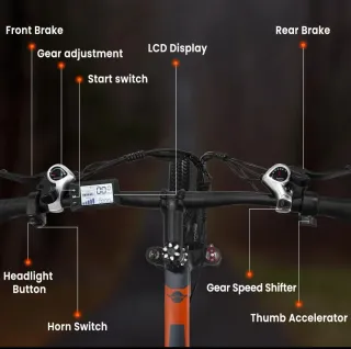 Bicicleta Eléctrica GUNAI GN 29 Negra y Naranja