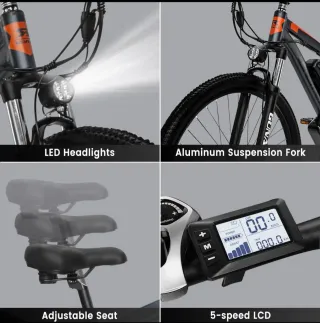 Bicicleta Eléctrica GUNAI GN 29 Negra y Naranja