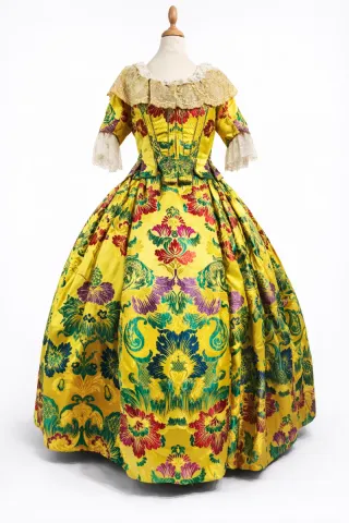 Traje Fallera Talla 42-46 amarillo con manteletas