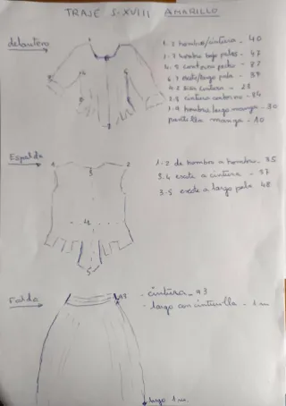 Traje Fallera Talla 42-46 amarillo con manteletas