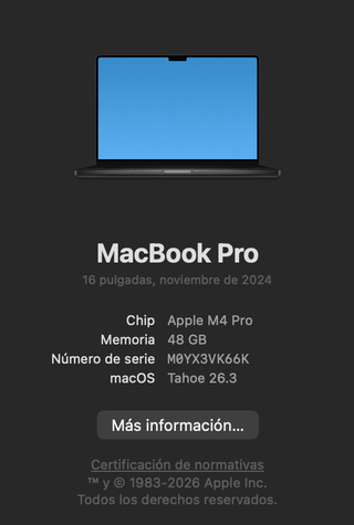 MacBook Pro 16" | M4 Pro | 48GB | Como nuevo