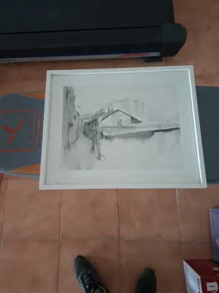 Cuadro acuarela paisaje urbano