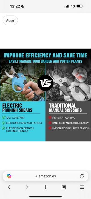 Tijeras Podar Eléctricas 40mm + 2 Baterías