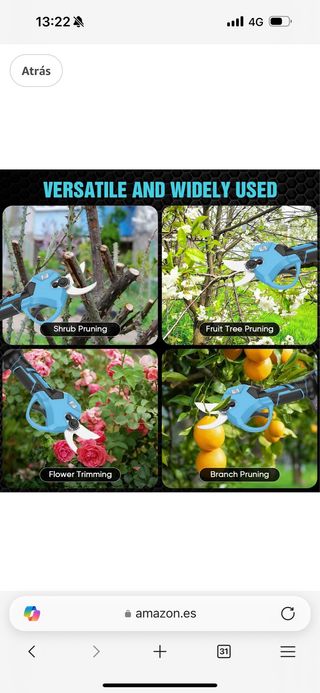 Tijeras Podar Eléctricas 40mm + 2 Baterías