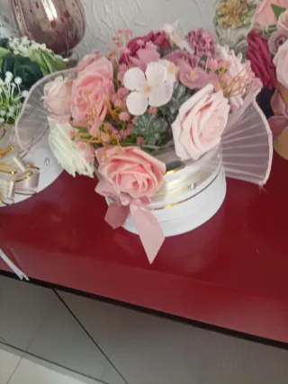 Arranjo flores artificiais rosa