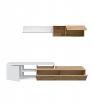 Mueble De Salón 221 Cm. Roble Nodic Y Blanco Arti